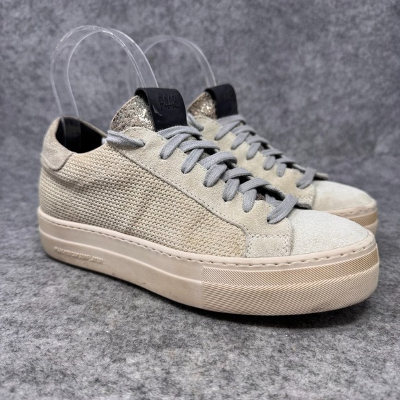 P448 Shoes - P448 Thea Fujy Platform Sneakers‎ Womens EU 35 Beige Suede Low Top Lace Up Shoes
